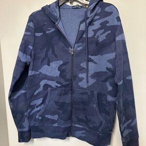 Polo Ralph Lauren Hoodie Mens Size M Blue Camo Full Zip Performance Comfort EUC